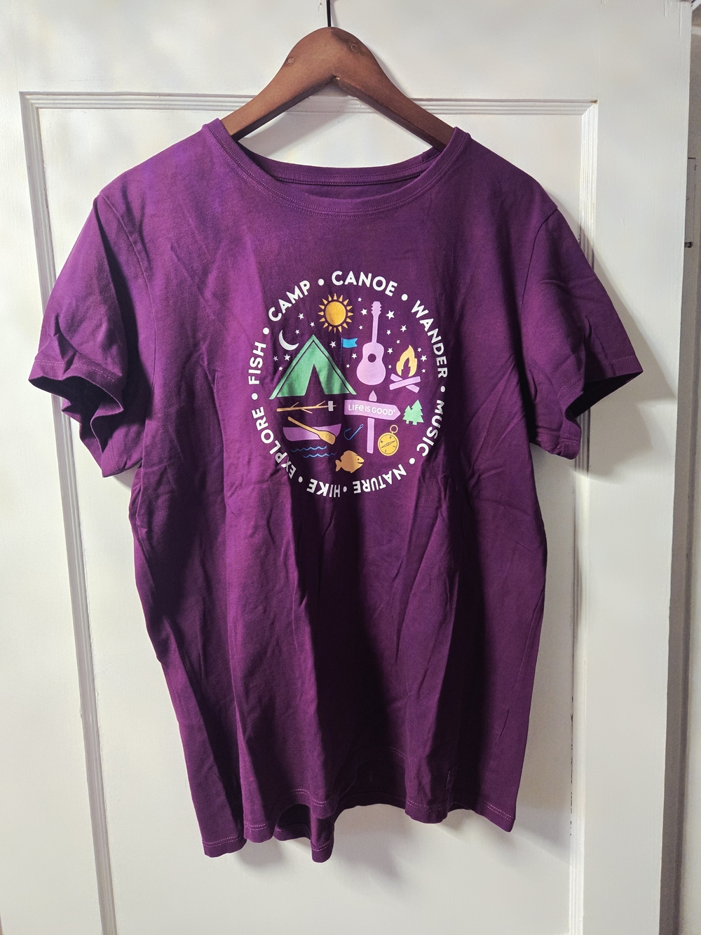 Life Is Good Purple Camp Canoe Wander Graphic Crusher Tee